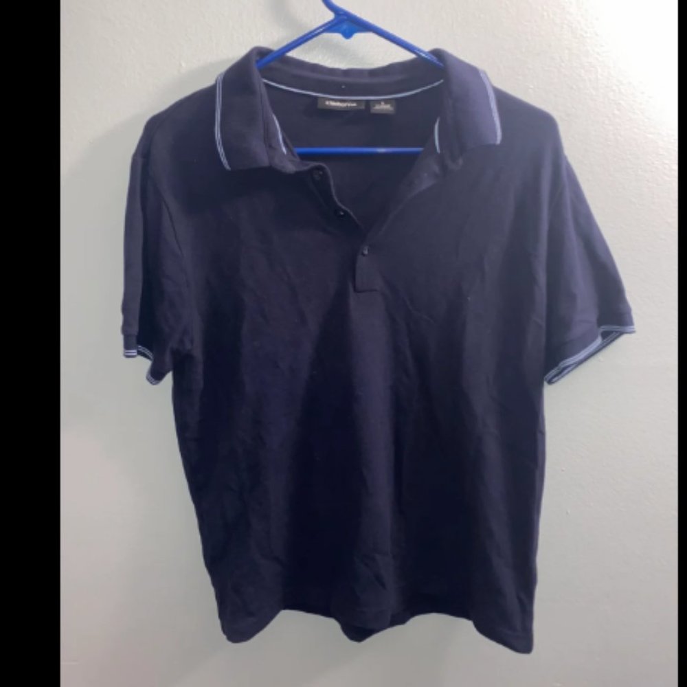 Mens Navy Collared Polo Shirt Claiborne Brand Small Cotton Blend